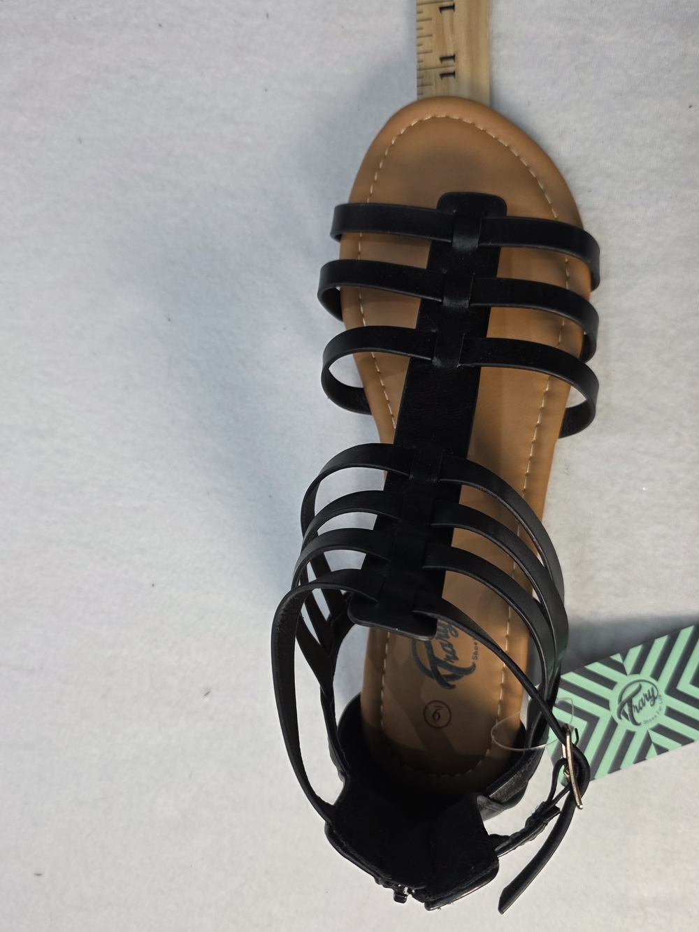 Trary Black Strappy Women's Gladiator Sandals NEW - Picture 10 of 10
